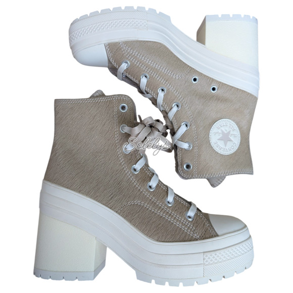 Converse Chuck 70 De Luxe Heel Genuine Calf Pony Hair Platform Sneaker 11 NEW - Picture 12 of 12